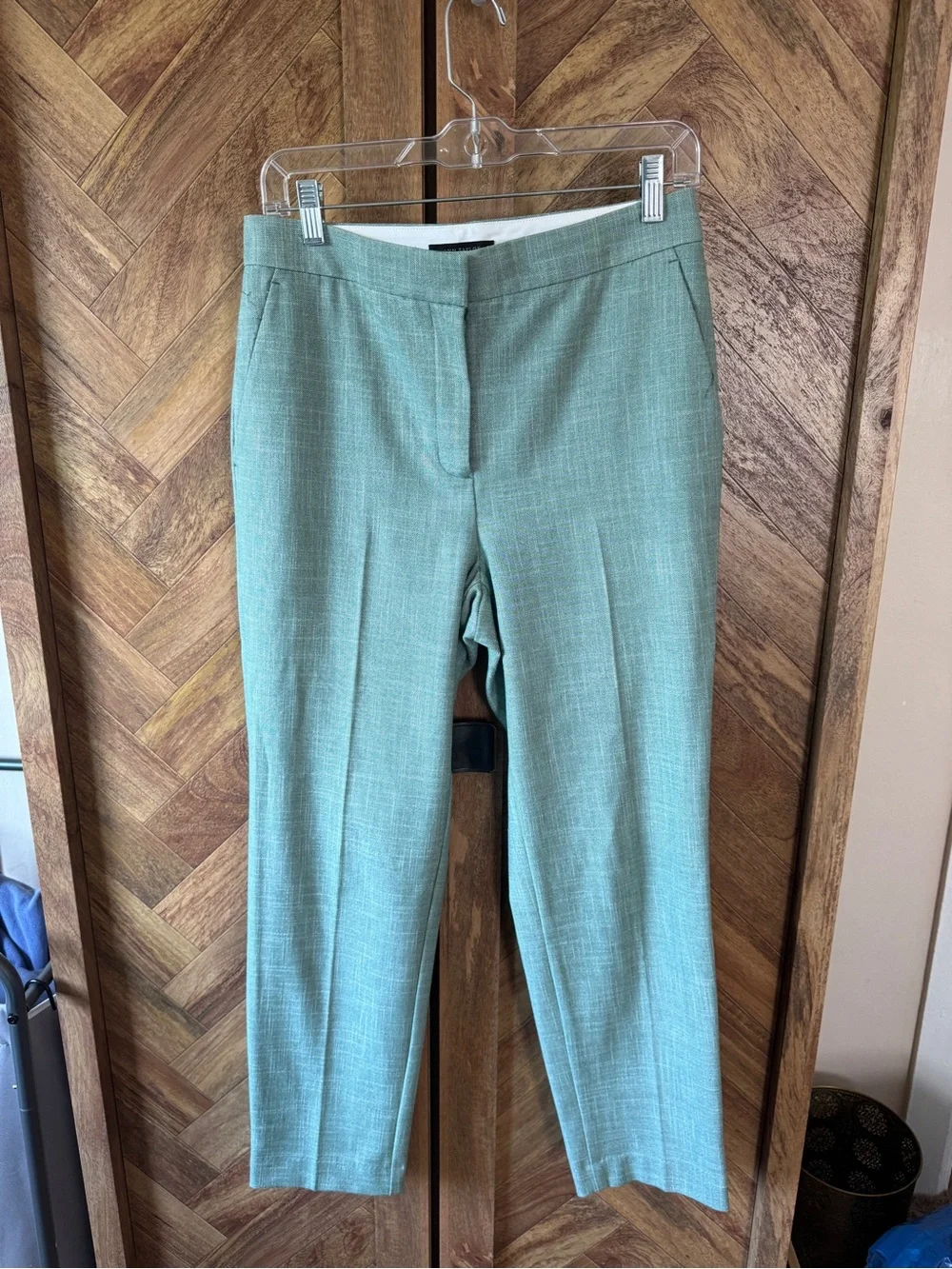 Ann Taylor Ankle Pant in Cross Weave - Forest Leaves